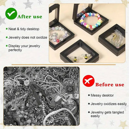 10Pcs,Floating Display Box with Base, Transparent Film Display Box, Challenge Coins, Specimens, Jewelry Display and Storage
