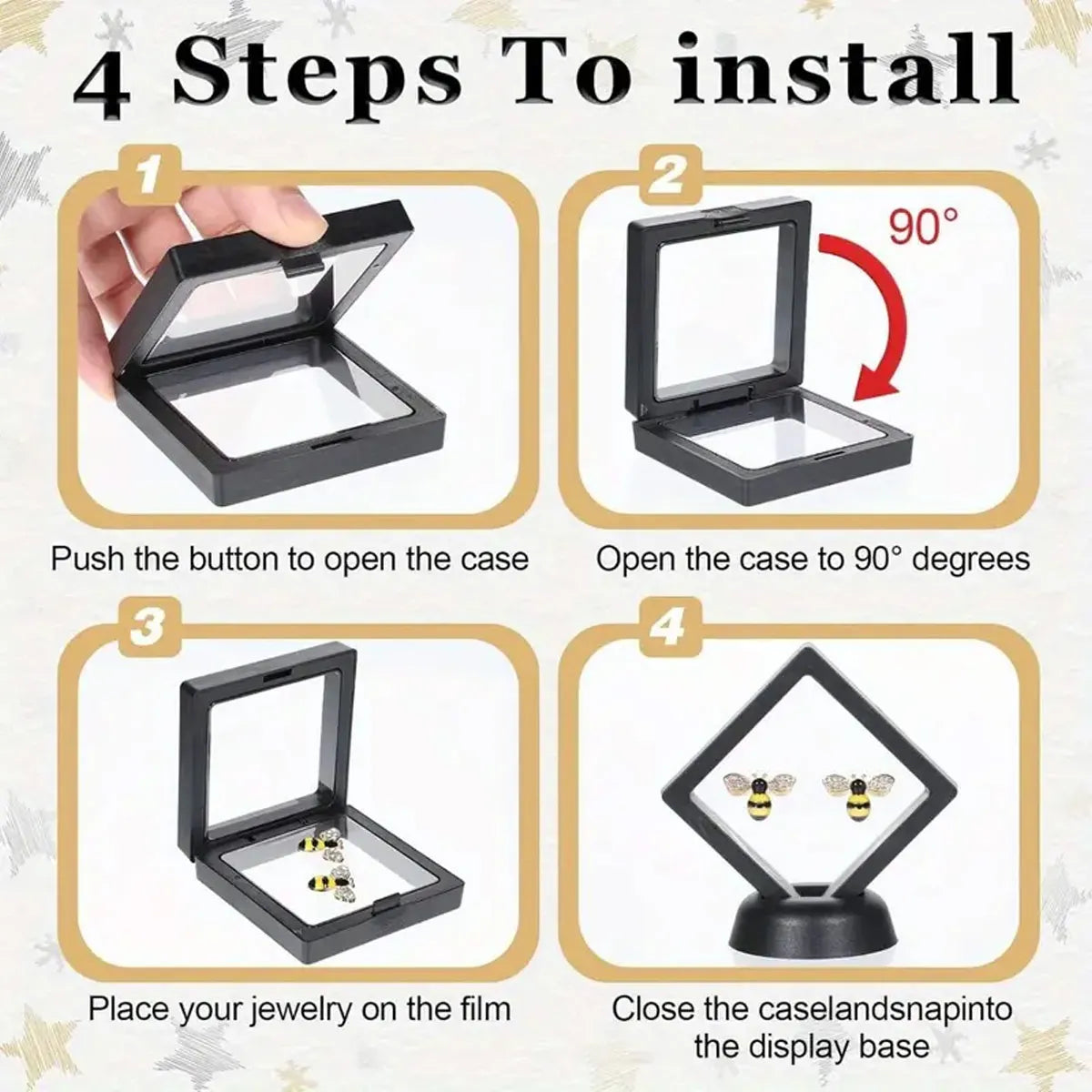 10Pcs,Floating Display Box with Base, Transparent Film Display Box, Challenge Coins, Specimens, Jewelry Display and Storage