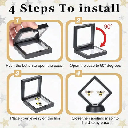 10Pcs,Floating Display Box with Base, Transparent Film Display Box, Challenge Coins, Specimens, Jewelry Display and Storage