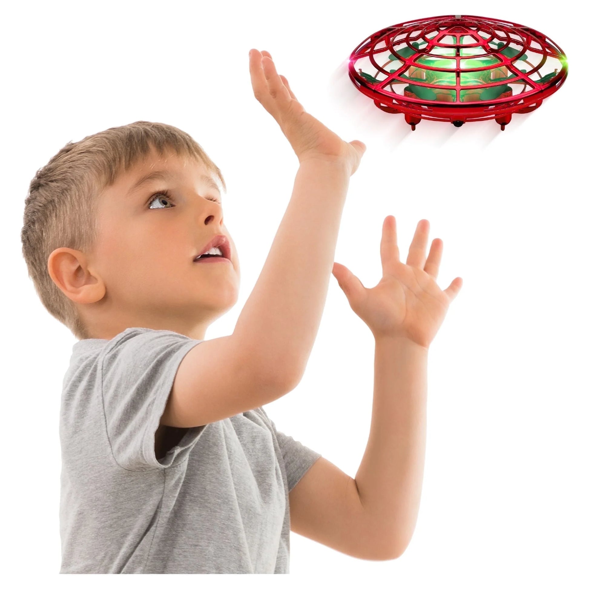 Scoot Pro Aerial Mini Hand Operated UFO Drone – LED Lights, Rechargeable Toy for Kids 8+