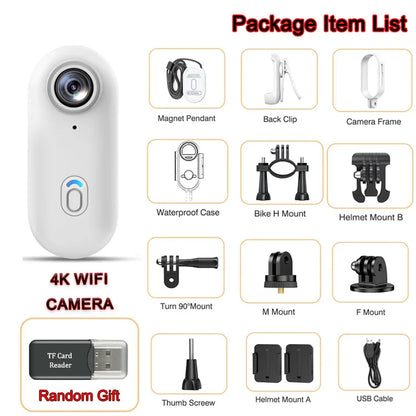 4K Mini Wifi Magnetic POV Body Sport Action Cameras Pocket Video Vlogging Wireless Helmet Motorcycle Waterproof Bike HD Recorder