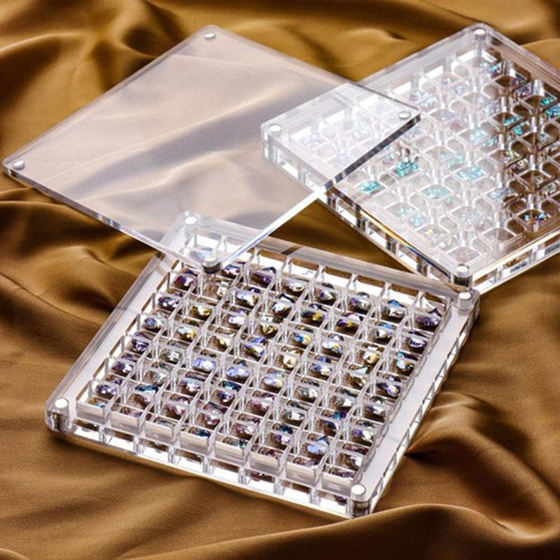 Acrylic Magnetic Seashell Display Box, Clear Gemstones Beads Storage Display Box