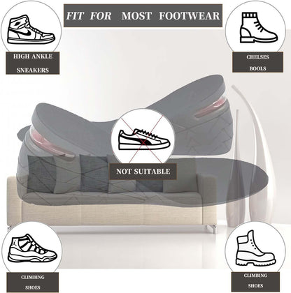 Height Increasing Insole with Air Cushion, Adjustable 1.2" to 3.5" Lift