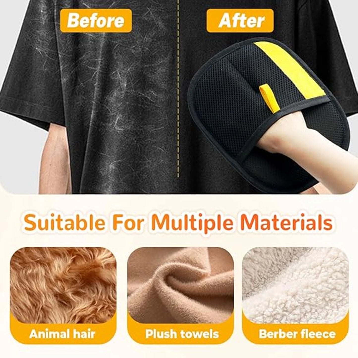 2Pcs Electrostatic Gloves Pet Hair Removal, 2025 Pet Hair Remover Glove, Washable Reusable Dogs Cats Hair Gloves for Furniture Bed Sheets Couch Clothes Carpet Car Seat