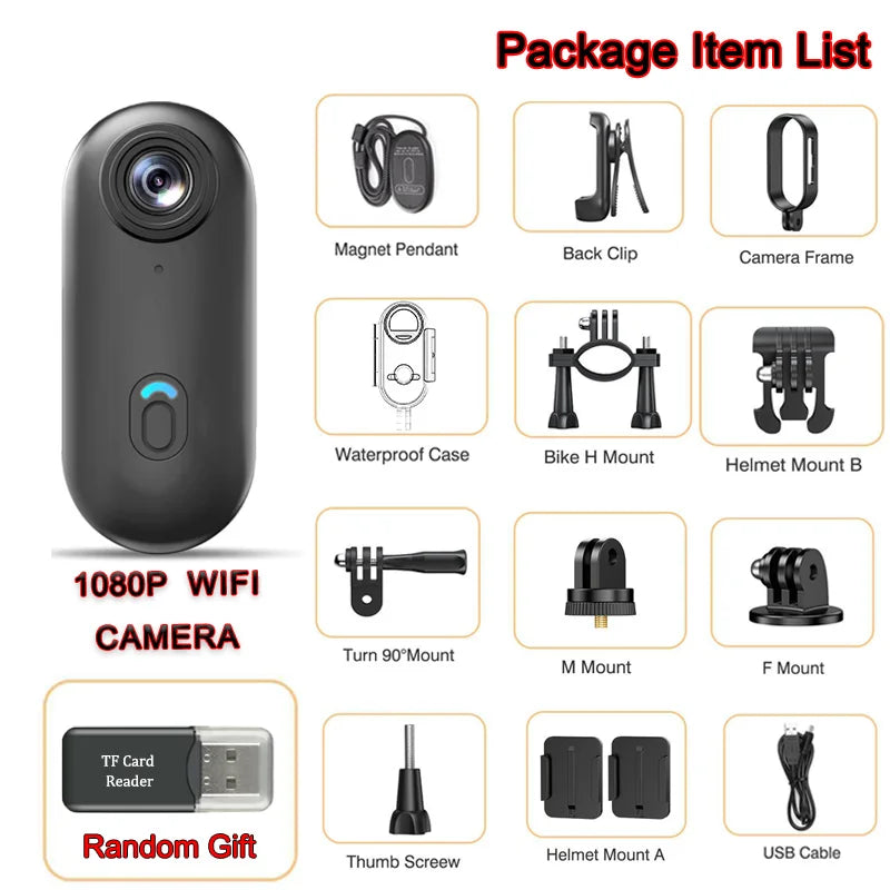 4K Mini Wifi Magnetic POV Body Sport Action Cameras Pocket Video Vlogging Wireless Helmet Motorcycle Waterproof Bike HD Recorder