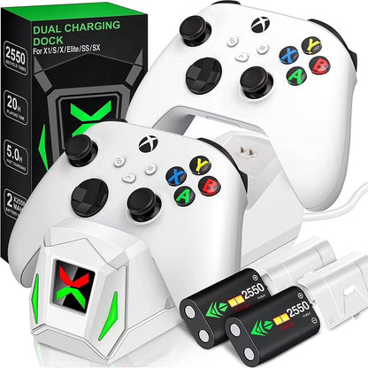 Xbox Controller Charger Station with 2 X5520Mwh Rechargeable Battery Pack for Xbox Series X|S, Xbox One, One S, One X & Elite Controllers