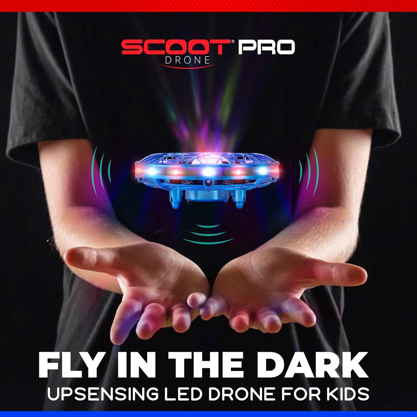 Scoot Pro Aerial Mini Hand Operated UFO Drone – LED Lights, Rechargeable Toy for Kids 8+