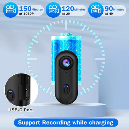 4K Mini Wifi Magnetic POV Body Sport Action Cameras Pocket Video Vlogging Wireless Helmet Motorcycle Waterproof Bike HD Recorder