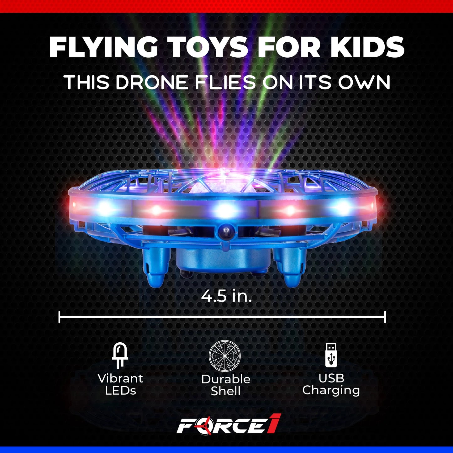 Scoot Pro Aerial Mini Hand Operated UFO Drone – LED Lights, Rechargeable Toy for Kids 8+