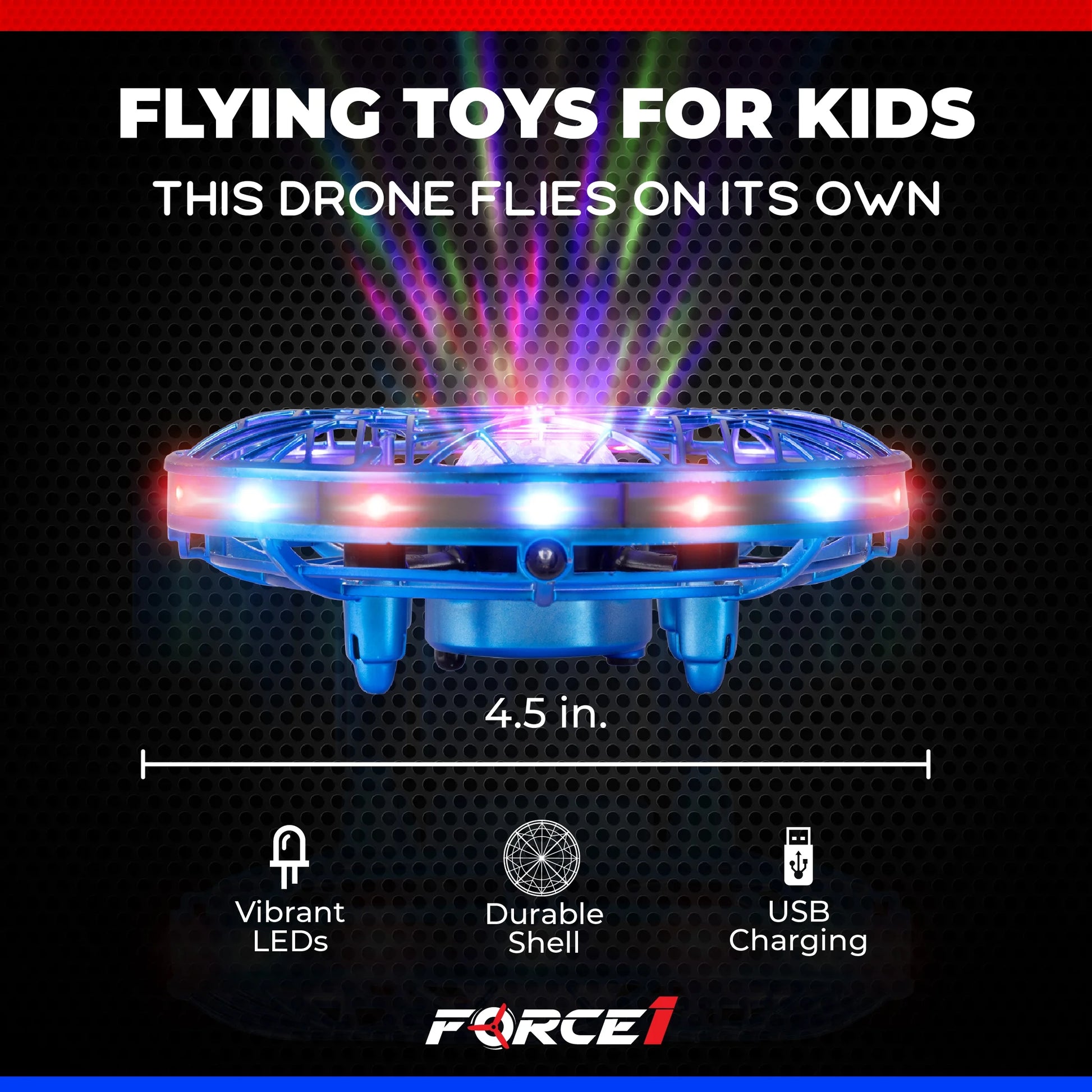 Scoot Pro Aerial Mini Hand Operated UFO Drone – LED Lights, Rechargeable Toy for Kids 8+