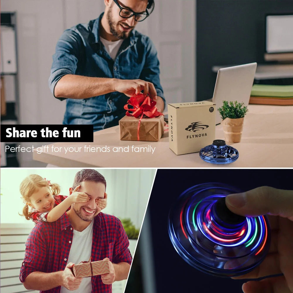 Flying Spinner,Mini Drones for Kids,Flying Orb Ball Hand Controlled,Ufo Magic Ball Toy for Adult and Kids (Blue)