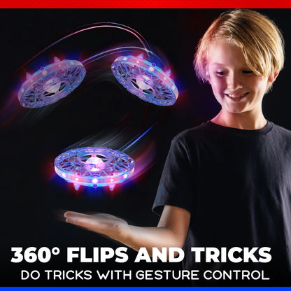 Scoot Pro Aerial Mini Hand Operated UFO Drone – LED Lights, Rechargeable Toy for Kids 8+